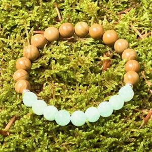 Bracelet Bois fossilisé & Aigue-marine