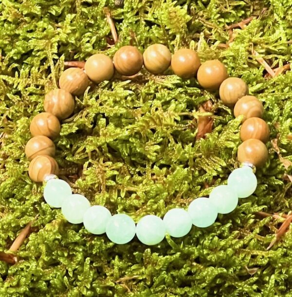 Bracelet Bois fossilisé & Aigue-marine