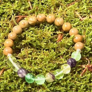 Bracelet Bois fossilisé & Fluorite
