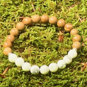 Bracelet Bois fossilisé & Howlite