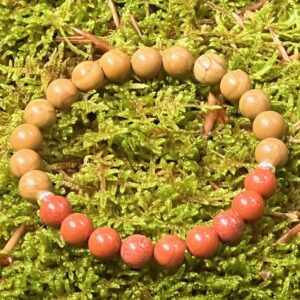 Bracelet Bois fossilisé & Jaspe rouge