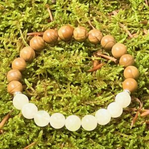 Bracelet Bois fossilisé & Pierre de lune