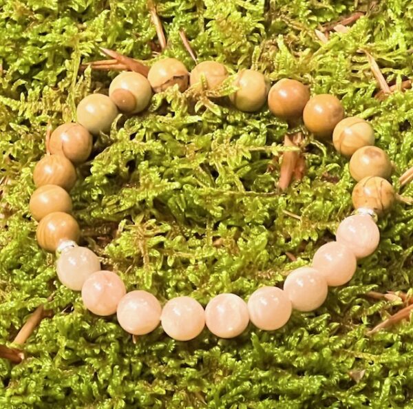 Bracelet Bois fossilisé & Pierre de soleil