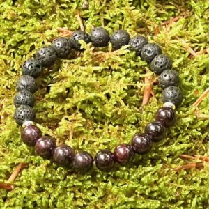 Bracelet Pierre de lave & Grenat