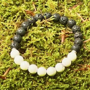 Bracelet Pierre de lave & Howlite