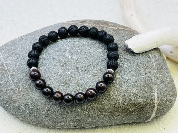 Bracelet Pierre de lave & Grenat 8mm – Image 2