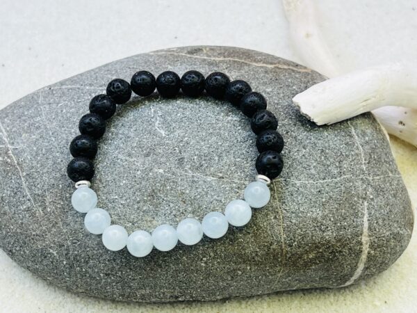 Bracelet Pierre de lave & Aigue-marine 8mm – Image 2