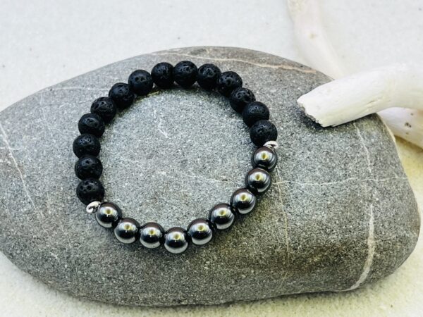 Bracelet Pierre de lave & Hématite 8mm – Image 2