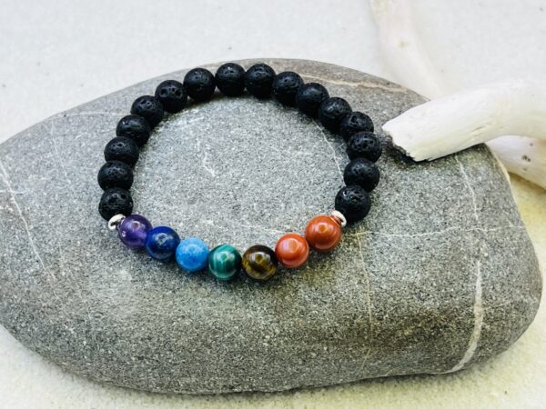 Bracelet Pierre de lave & Pierres des Chakras 8mm – Image 2