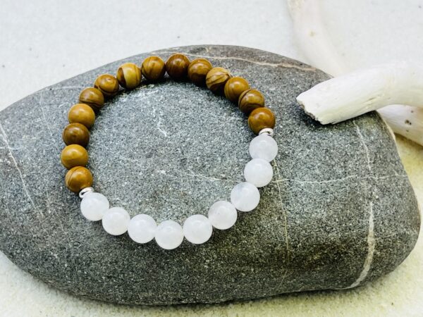 Bracelet Bois fossilisé & Pierre de lune 8mm – Image 2