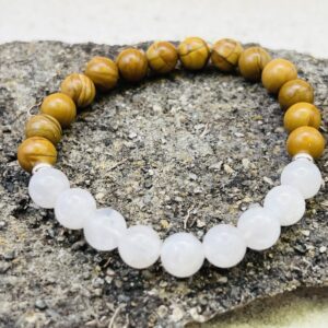 Bracelet Bois fossilisé & Pierre de lune 8mm