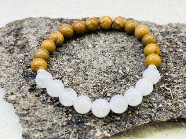 Bracelet Bois fossilisé & Pierre de lune 8mm