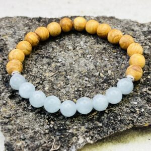 Bracelet Palo Santo & Aigue-marine 8mm