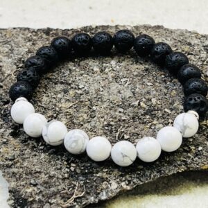 Bracelet Pierre de lave & Howlite 8mm