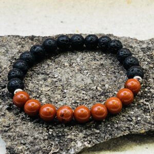 Bracelet Pierre de lave & Jaspe rouge 8mm