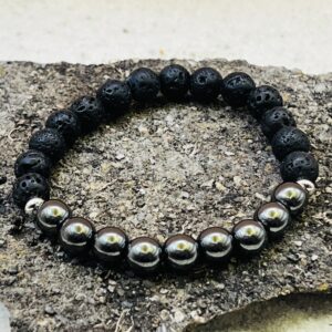 Bracelet Pierre de lave & Hématite 8mm