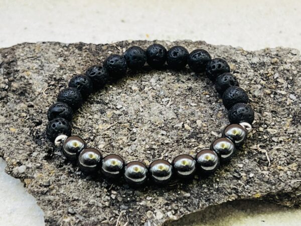 Bracelet Pierre de lave & Hématite 8mm