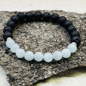 Bracelet Pierre de lave & Aigue-marine 8mm