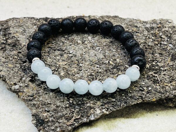 Bracelet Pierre de lave & Aigue-marine 8mm