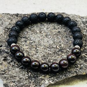 Bracelet Pierre de lave & Grenat 8mm
