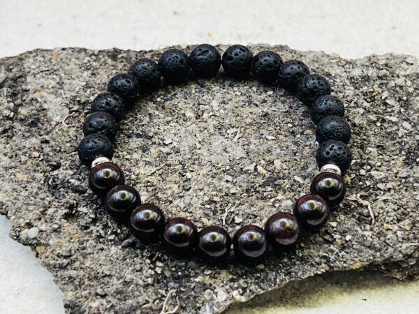 Bracelet Pierre de lave & Grenat 8mm