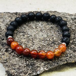 Bracelet Pierre de lave & Cornaline 8mm