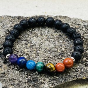 Bracelet Pierre de lave & Pierres des Chakras 8mm