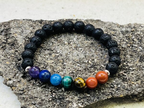 Bracelet Pierre de lave & Pierres des Chakras 8mm