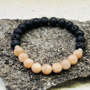 Bracelet Pierre de lave & Pierre de soleil 8mm