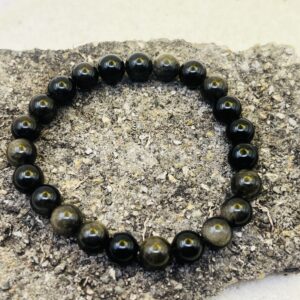 Bracelet Obsidienne dorée 8mm