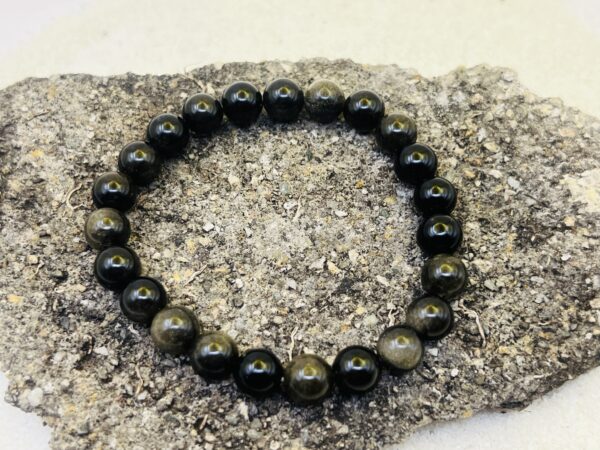 Bracelet Obsidienne dorée 8mm