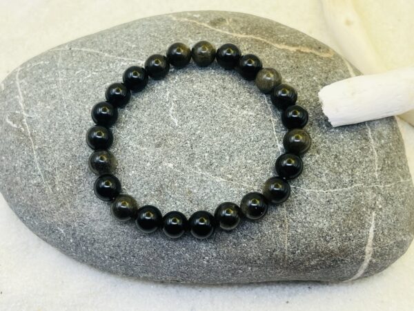 Bracelet Obsidienne dorée 8mm – Image 2