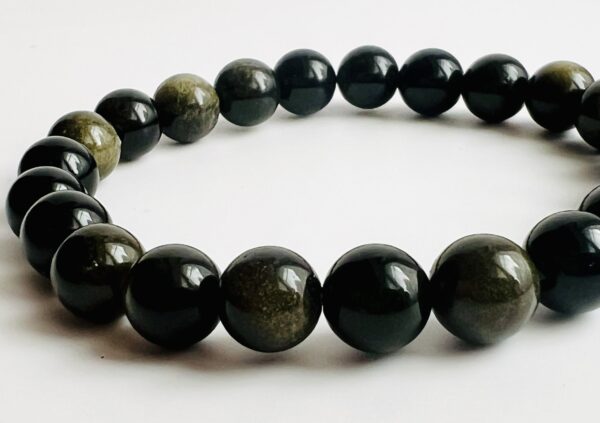 Bracelet Obsidienne dorée 8mm – Image 4
