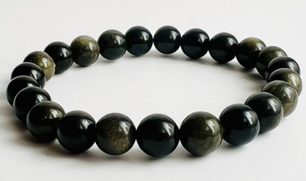 Bracelet Obsidienne dorée 8mm – Image 3