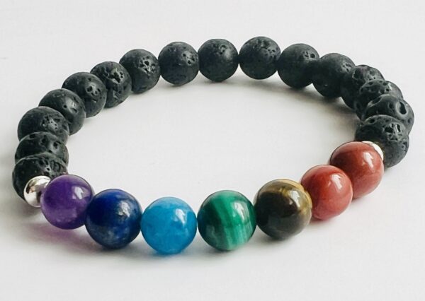 Bracelet Pierre de lave & Pierres des Chakras 8mm – Image 3