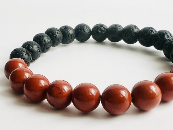 Bracelet Pierre de lave & Jaspe rouge 8mm – Image 4