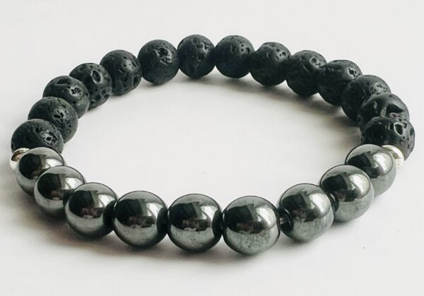 Bracelet Pierre de lave & Hématite 8mm – Image 3