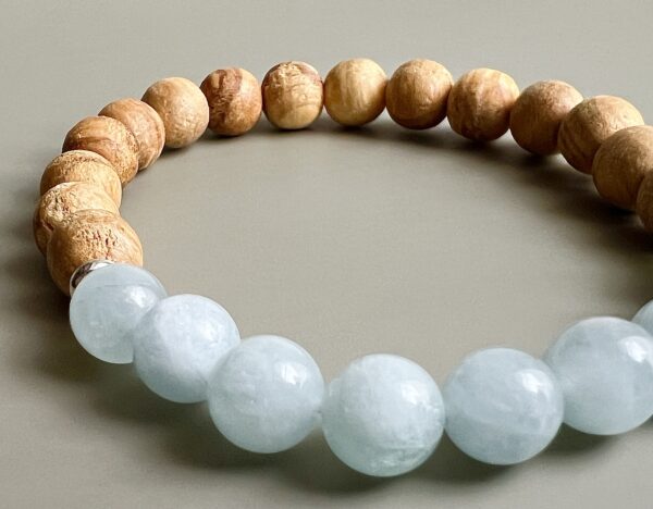 Bracelet Palo Santo & Aigue-marine 8mm – Image 4