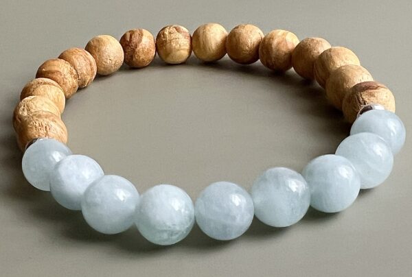 Bracelet Palo Santo & Aigue-marine 8mm – Image 3