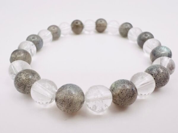 Bracelet Cristal de Roche & Labradorite 8mm – Image 3