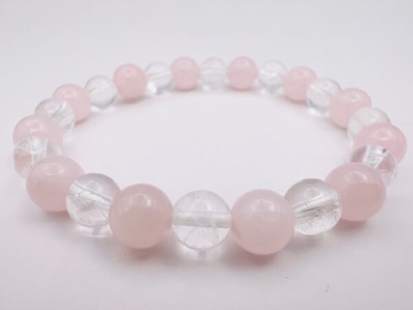 Bracelet Cristal de Roche & Quartz Rose 8mm – Image 3