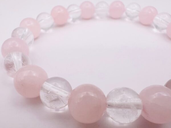 Bracelet Cristal de Roche & Quartz Rose 8mm – Image 4