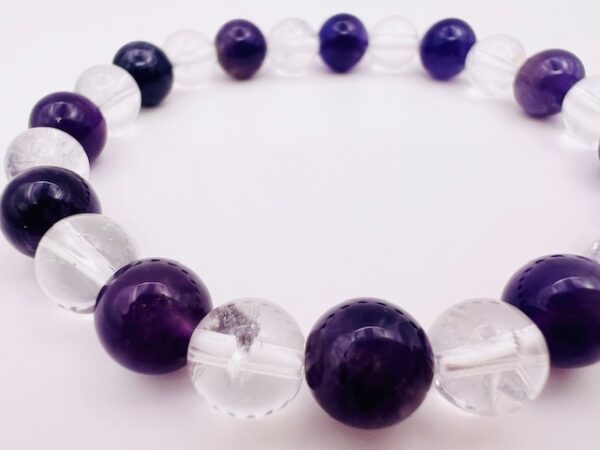 Bracelet Cristal de Roche & Améthyste foncée 8mm – Image 4