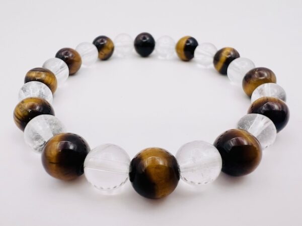 Bracelet Cristal de Roche & Oeil de Tigre 8mm – Image 3
