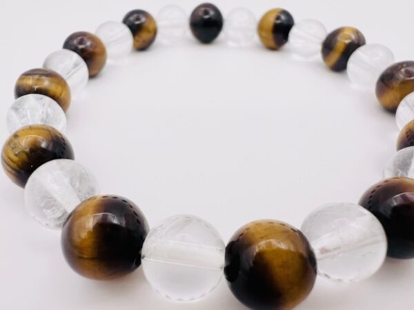 Bracelet Cristal de Roche & Oeil de Tigre 8mm – Image 4