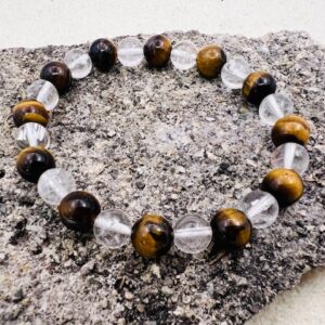 Bracelet Cristal de Roche & Oeil de Tigre 8mm