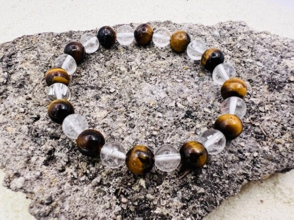 Bracelet Cristal de Roche & Oeil de Tigre 8mm
