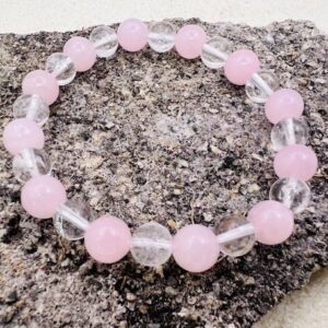 Bracelet Cristal de Roche & Quartz Rose 8mm