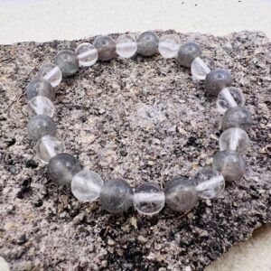 Bracelet Cristal de Roche & Labradorite 8mm