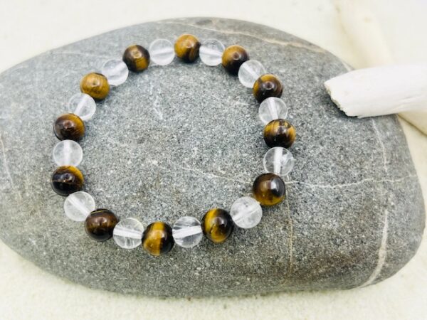 Bracelet Cristal de Roche & Oeil de Tigre 8mm – Image 2